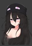  1girl absurdres bare_shoulders black_hair blush closed_mouth collarbone enderman eyebrows_visible_through_hair hair_between_eyes highres huaimeng looking_at_viewer minecraft mole mole_under_eye personification smile upper_body violet_eyes 