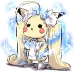 :&lt; absurdly_long_hair ahoge azur_lane blonde_hair commentary_request cosplay detached_sleeves eldridge_(azur_lane) eldridge_(azur_lane)_(cosplay) electricity full_body hair_ornament long_hair long_sleeves pikachu pokemon pokemon_(creature) solid_circle_eyes solo standing thigh-highs twintails u-non_(annon&#039;an) very_long_hair white_background white_legwear 