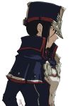  1girl artist_request hat meleph_(xenoblade) military military_hat military_uniform pauldrons reverse_trap simple_background solo uniform white_background xenoblade xenoblade_2 