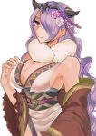 1girl alternate_costume breasts camilla_(fire_emblem_if) fire_emblem fire_emblem_heroes fire_emblem_if hair_over_one_eye japanese_clothes kimono large_breasts lips long_hair looking_at_viewer purple_hair smile solo tiara tnmrdgr very_long_hair violet_eyes wavy_hair white_background 