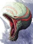  black_sclera deviljho dinosaur dragon head monster_hunter monster_hunter_3 no_humans open_mouth ryuryo scales sharp_teeth solo spikes teeth tongue 