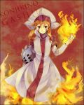  1boy fire hat konjiki_no_gash!! mask orange_hair red_eyes robe smile zofis 