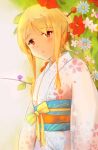  10s 1girl blonde_hair flower grass kimono looking_at_viewer pixiv red_eyes ribbon sakura sakura-sou_no_pet_na_kanojo shiina_mashiro solo sora_ikada 