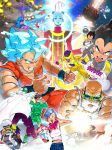  2girls 6+boys ^_^ absurdres annoyed armor attacking_viewer baby bald beard beerus black_eyes black_hair blue_eyes blue_hair blush_stickers boots breasts bulma cape clenched_hand closed_eyes couple denim dessert dougi dr._briefs dragon_ball dragon_ball_super dragon_ball_z_fukkatsu_no_f dragonball_z explosion facial_hair facing_away father_and_daughter father_and_son fighting_stance fingernails fish flower flying_vehicle food fork frieza fruit full_body ginga_patrol_jaco glasses gloves golden_frieza gym_uniform hand_on_own_chin helmet highres ice_cream jaco_(ginga_patrol_jaco) jeans kamehameha koi kuririn long_sleeves looking_at_viewer looking_away multiple_boys multiple_girls mustache muten_roushi navel neckerchief open_mouth pan_(dragon_ball) pants piccolo planet reflection salute shirt short_hair smile son_gohan son_gokuu spiky_hair staff strawberry sunglasses super_saiyan_blue supobi sweatdrop tail translated turban upper_body vegeta violet_eyes water whis white_hair white_shirt wristband yellow_flower 