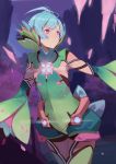  1boy ahoge blue_eyes blue_hair full_body gloves highres hotaru_(xenoblade) male_focus official_art red_cucumber short_hair solo trap xenoblade xenoblade_2 