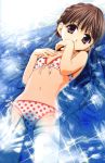  00s 1girl afloat bikini braid brown_eyes brown_hair child flat_chest karen_(sister_princess) long_hair lying navel on_back partially_submerged polka_dot polka_dot_bikini polka_dot_swimsuit pool sister_princess solo sparkle submerged swimsuit water 