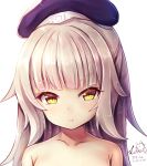  1girl azur_lane blush closed_mouth collarbone commentary_request cowboy_shot long_hair looking_at_viewer simple_background solo sorairo_len twitter_username yellow_eyes z46_(azur_lane) 