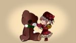  1girl bell bow happy_teddy_bear heart laetitia_(lobotomy_corporation) lobotomy_corporation simple_background stuffed_animal stuffed_toy tagme teddy_bear 