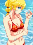  1girl blonde_hair blue_eyes braid breasts chrono_cross cleavage commentary_request kid_(chrono_cross) long_hair midriff navel ponytail single_braid solo 