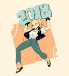  2018 android_18 blonde_hair blue_eyes cyborg denim dragon_ball dragonball_z earrings jewelry phil_dragash short_hair vest 