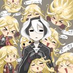  &gt;_&lt; 6+girls :&gt; :3 black_cape black_eyes black_gloves black_hair blonde_hair cape chibi clone commentary_request gloves headwear_removed hyamkeu jitome korean long_hair lyza made_in_abyss messy_hair multicolored_hair multiple_girls ozen red_vest translated vest white_hair 