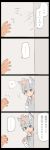  1boy 4koma animal_ears bandage bandaged_arm blue_eyes child comic grey_hoodie head_bump highres index_finger_raised male_focus original silver_hair slit_pupils sweat touyama_(t3yama2) translation_request wolf_ears 