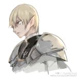  1girl blonde_hair bodysuit character_request claymore cropped_torso grey_eyes kumako_(pixiv4171671) pauldrons pointy_ears sketch solo watermark web_address weibo_username white_background 