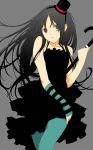  1girl akiyama_mio black_eyes black_hair blue_legwear don&#039;t_say_&quot;lazy&quot; don&#039;t_say_lazy dress face_paint facepaint hat hime_cut k-on! kage_yuu long_hair mini_top_hat pantyhose simple_background solo striped top_hat 
