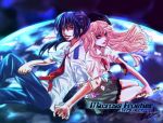  arusheri blue_hair macross macross_frontier mf microphone pink_hair saotome_alto sheryl_nome 