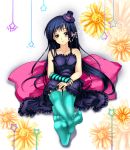  1girl akiyama_mio black_hair don&#039;t_say_&quot;lazy&quot; don&#039;t_say_lazy feet fingerless_gloves flower gloves hat hime_cut k-on! long_hair mini_top_hat solo thigh-highs thighhighs top_hat ysrandy 