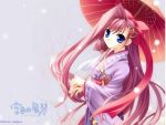  blue_eyes chinese_umbrella kimono long_hair princess_sakura redhead smile tagme 