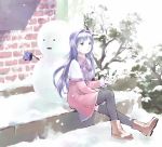  boots highres kanon long_hair minase_nayuki school_uniform sitting snow snow_bunny snowman thigh-highs thighhighs yoshizuki_kumichi 
