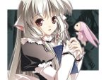  book chii chobits cute frilly long_hair red_eyes smile white_hair 