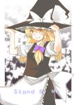  bad_id blonde_hair braid cover hand_on_hat hat kirisame_marisa solo toobane touhou witch_hat 