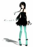  1girl akiyama_mio bad_id bangs black_eyes black_hair blue_legwear blunt_bangs don&#039;t_say_&quot;lazy&quot; dress hime_cut k-on! long_hair pantyhose shinsui_saya solo 