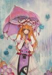  butterfly flower hat rain ribbon shigure.k shironeco touhou umbrella yakumo_yukari 
