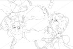  bow frills hairband hat hat_ribbon heart komeiji_koishi komeiji_satori lineart monochrome multiple_girls ribbon short_hair siblings sisters tennisu third_eye touhou upside-down wide_sleeves 