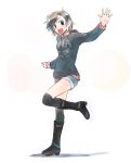  denim denim_shorts happy ikeda_jun jacket jean_shorts kneehighs messy_hair short_hair shorts socks thighhighs 