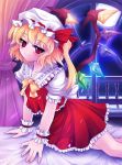  flandre_scarlet hat inaba_saito moon ponytail red_eyes short_hair side_ponytail touhou wings wrist_cuffs 