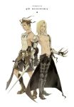  ashley_riot belt blonde_hair boots brown_hair claws cross sandals shirtless sword sydney_losstarot vagrant_story weapon 