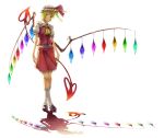  crossed_legs_(standing) dress flandre_scarlet hat laevatein reflection ribbon sawasawa shadow short_hair side_ponytail skirt socks tail touhou wings 