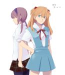  brown_hair evangelion:_2.0_you_can_(not)_advance hairband long_hair makinami_mari_illustrious neon_genesis_evangelion pantyhose plaid plaid_skirt rebuild_of_evangelion red_hair redhead school_uniform shikinami_asuka_langley skirt souryuu_asuka_langley tartan twintails 