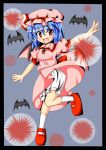  akazu_bon bat bloomers blue_hair danmaku fang hat red_eyes remilia_scarlet touhou wings 