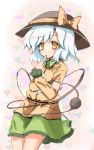  finger_to_mouth hat komeiji_koishi maiku silver_hair solo touhou yellow_eyes 