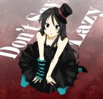  1girl akiyama_mio black_eyes black_hair blue_legwear don&#039;t_say_&quot;lazy&quot; don&#039;t_say_lazy dress eiji eiji_(eiji) hat high_heels k-on! mini_top_hat pantyhose shoes skirt solo striped top_hat 