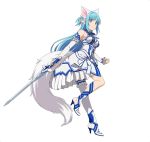  asuna_(sao) asuna_(sao-alo) blue_eyes blue_hair long_hair sword sword_art_online 