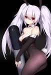 :&lt; abanzer_n absurdres animal_ears ass azur_lane bangs bare_shoulders black_background black_legwear black_leotard blush breasts bridal_gauntlets bunny_girl bunny_tail bunnysuit cleavage closed_mouth collarbone commentary_request detached_collar eyebrows_visible_through_hair hair_between_eyes highleg highleg_leotard highres laffey_(azur_lane) large_breasts leotard long_hair looking_at_viewer pantyhose rabbit_ears silver_hair simple_background strapless strapless_leotard tail torpedo twintails very_long_hair violet_eyes white_collar 