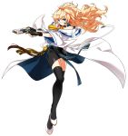  1girl artist_request black_legwear black_neckwear black_skirt blonde_hair blue_eyes choker closed_mouth elsword full_body gun high_heels holding holding_gun holding_weapon long_hair looking_at_viewer official_art optimus_(elsword) pencil_skirt rose_(elsword) skirt smile solo thigh-highs visor wavy_hair weapon white_coat white_footwear 