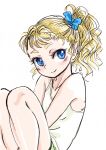  1girl alternate_hairstyle blonde_hair blue_eyes chrono_cross commentary_request dress looking_at_viewer marcy_(chrono_cross) ponytail s-a-murai short_hair smile solo 