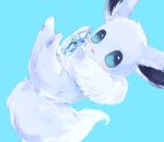 blue_background blue_eyes blush commentary_request fluffy glaceon hideko_(l33l3b) highres ice looking_at_viewer no_humans parted_lips pokemon pokemon_(creature) simple_background smile solo 