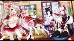  6+girls ;3 ;d ;o ^_^ ahoge akashi_(azur_lane) animal_ears atago_(azur_lane) azur_lane bamboo bangs bell black_bow black_footwear black_gloves black_hair black_legwear black_panties blue_kimono blurry blurry_background blush bottle bow bow_panties braid breasts brown_eyes cat_ears chestnut_mouth cleavage closed_eyes closed_mouth collar commentary_request covering_with_blanket day depth_of_field fang fingerless_gloves fingernails flower frilled_kimono frills fur_collar gloves green_hair hair_bow hair_flower hair_ornament hand_on_hip head_tilt highres holding holding_bottle horns indoors japanese_clothes jingle_bell kimono kisaragi_(azur_lane) laffey_(azur_lane) large_breasts letterboxed light_brown_hair long_hair long_sleeves looking_at_viewer mole mole_under_eye multicolored_hair multiple_girls nail_polish new_year no_shoes nya_rl obi one_eye_closed open_mouth panties pantyhose parted_lips pelvic_curtain pink_hair pink_kimono pleated_skirt prinz_eugen_(azur_lane) red_collar red_eyes red_flower red_kimono red_nails red_skirt redhead ribbon-trimmed_sleeves ribbon_trim sarashi sash silver_hair sitting skirt sleeping sliding_doors smile snow spiked_collar spikes streaked_hair striped striped_bow table thick_eyebrows thigh-highs two_side_up underwear very_long_hair violet_eyes white_flower white_kimono white_legwear wide_sleeves wolf_ears yokozuwari yuudachi_(azur_lane) zabuton zouri 