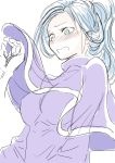  1girl blue_eyes blue_hair breasts chrono_trigger commentary_request dress large_breasts long_hair ponytail s-a-murai schala_zeal solo 