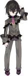  1boy black_hair blade_(galaxist) full_body hand_behind_head killian_phegor lowres male_focus official_art pointy_ears pop-up_story shinigami solo transparent_background yellow_eyes 