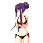 1girl bikini black_bikini doki_doki_literature_club purple_eyes purple_hair solo yuri_(doki_doki_literature_club) 