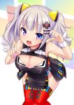  1girl animal_ears blue_eyes cat_ears claw_pose fingernails gao hands_up kaguya_luna long_fingernails nail_polish open_mouth panties purple_nails underwear 