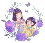  2girls ahoge bangs blue_eyes blunt_bangs heart heart_hands highres hiro_(totoring) hyuuga_hinata lavender_eyes mother_and_daughter multiple_girls naruto short_hair smile uzumaki_himawari 