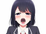  black_hair blue_eyes eyelashes half-closed_eyes kh-fullhouse koi_to_uso lips looking_at_viewer open_mouth school_uniform takasaki_misaki_(koi_to_uso) uvula white_background 