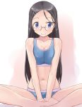  1girl black_hair blue_eyes blush commentary_request katatsuka_kouji long_hair r-15 saitou_kaede_(yama_no_susume) solo underwear yama_no_susume 
