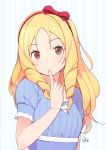  1girl azumi_akitake blonde_hair dress drill_hair eromanga_sensei hairband long_hair looking_at_viewer red_hairband simple_background smile solo tagme upper_body yamada_elf 