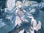  1boy 1girl bimel_isabella blonde_hair clive_rosfield dress final_fantasy final_fantasy_xvi frost grey_eyes holding_hands ice jill_warrick long_hair moon night night_sky out_of_frame pale_skin shiva_(final_fantasy) sky tiara 